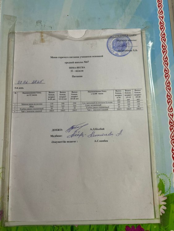 07.02.2025 Таңғы ас мәзірі