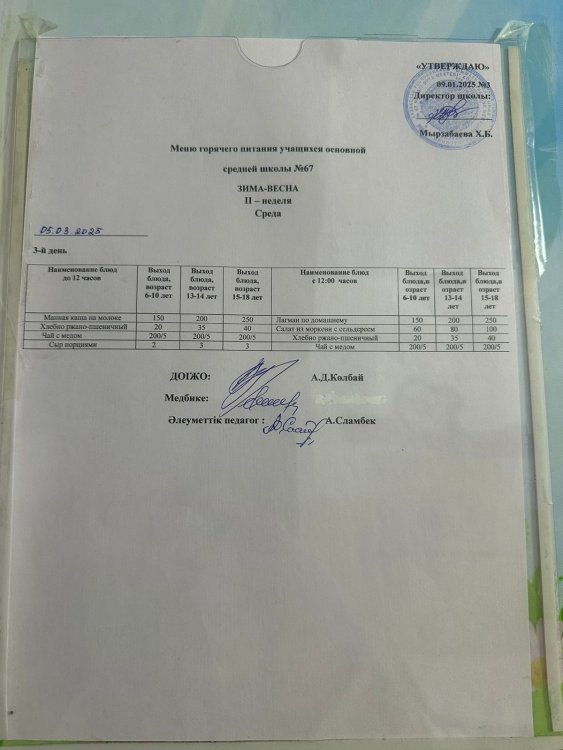 05.03.2025 Таңғы ас мәзірі